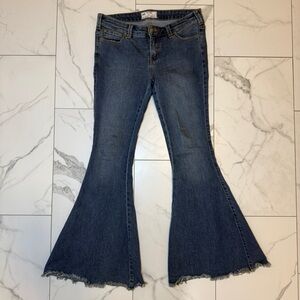 Free People Jeans Womens Blue High Rise Super Flare Bell Bottom Hippie Retro